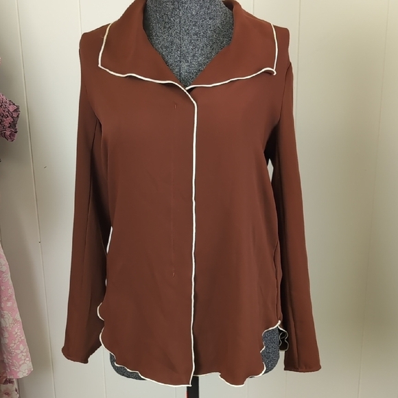 Aritzia Babaton Rena terracotta  popover blouse In xxs - Picture 2 of 9